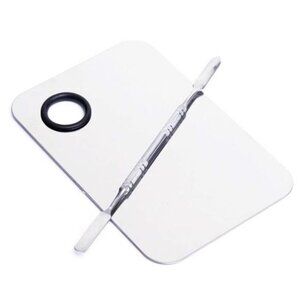 Stainless Steel Makeup Palette, Professional Cosmetic Mixing Palette Spatula